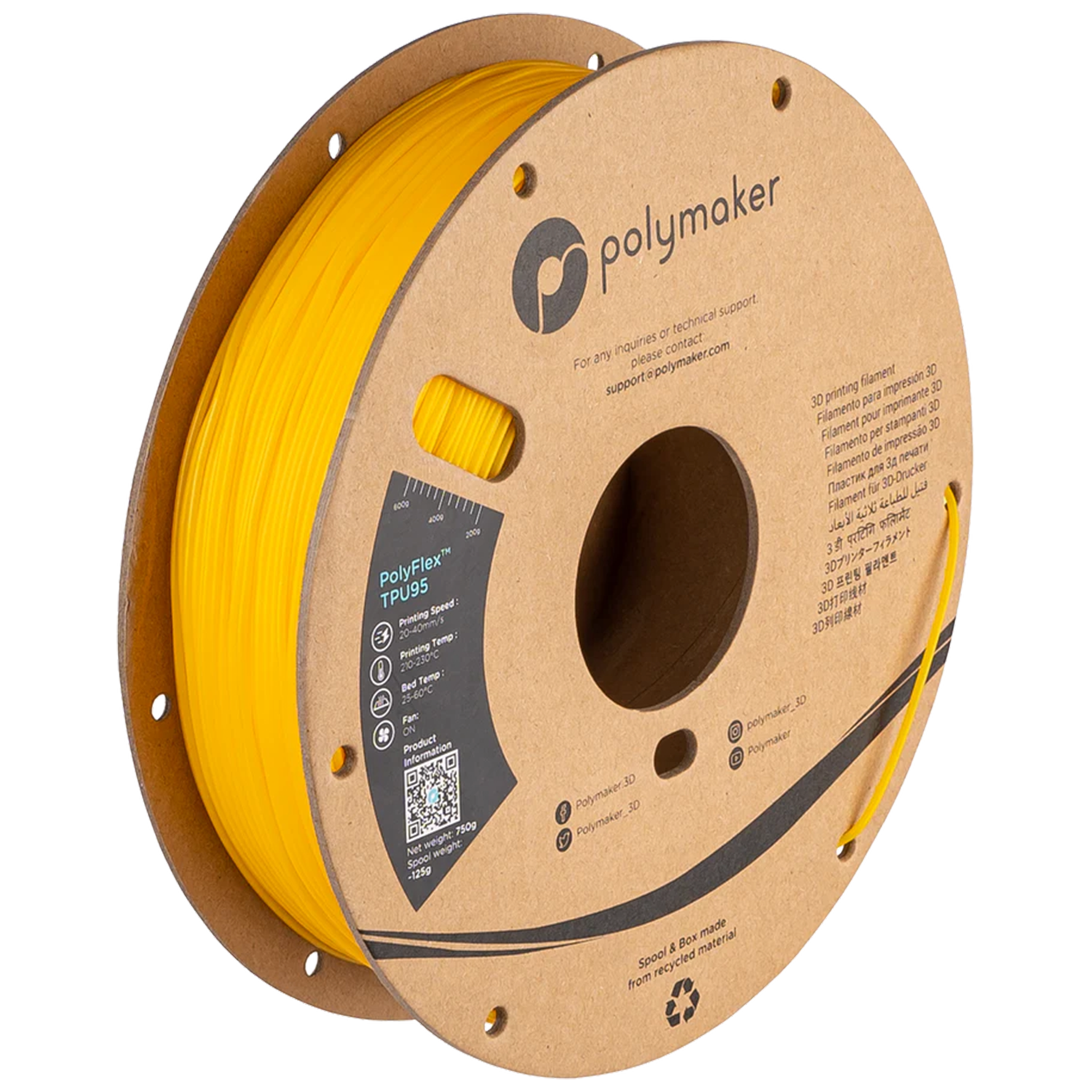 Filamento TPU95 PolyFlex color amarillo